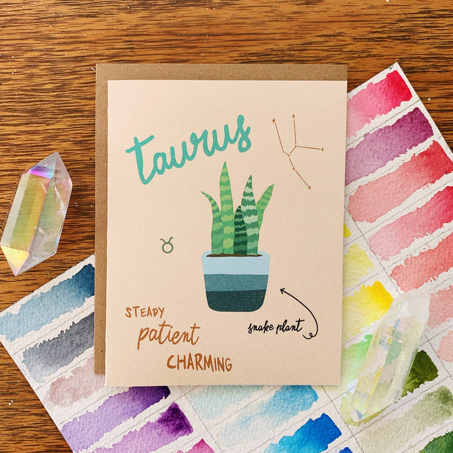 Taurus Zodiac Houseplant Greeting Card