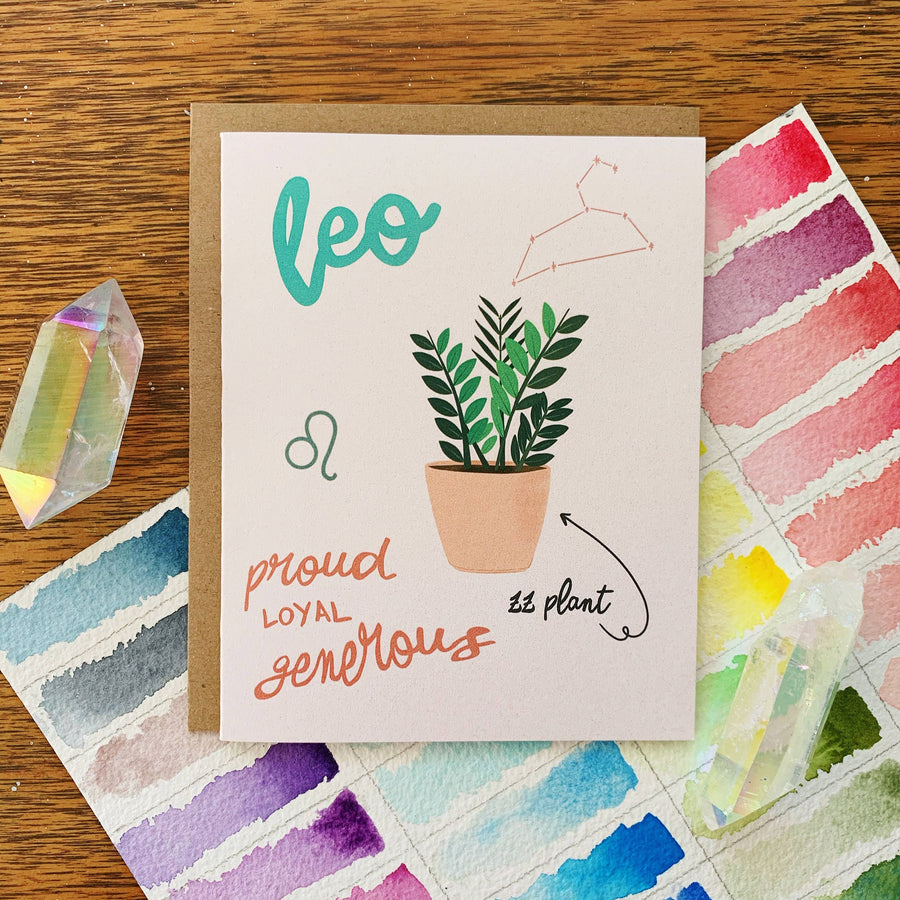 Leo Zodiac Houseplant Greeting Card
