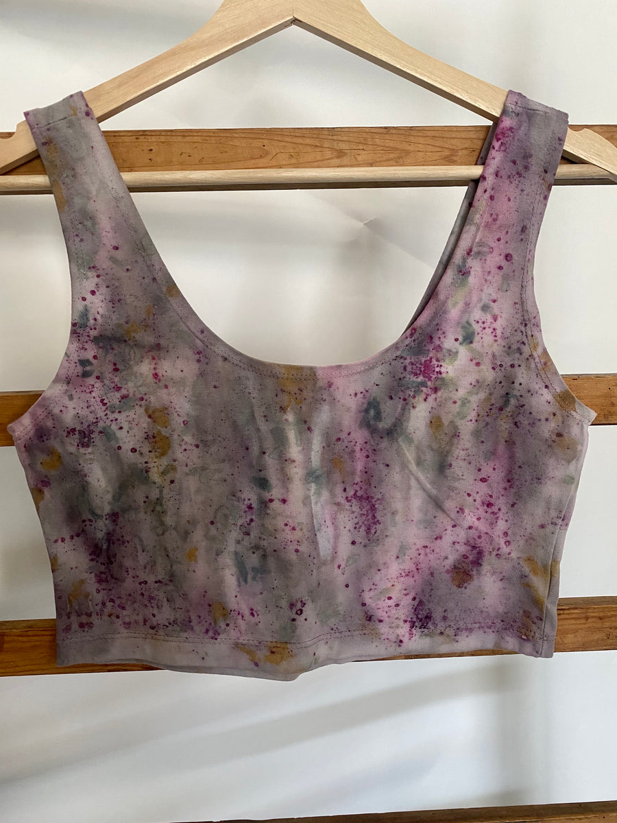 Avocado, Bugs and Flower Dyed Crop Top (Large)