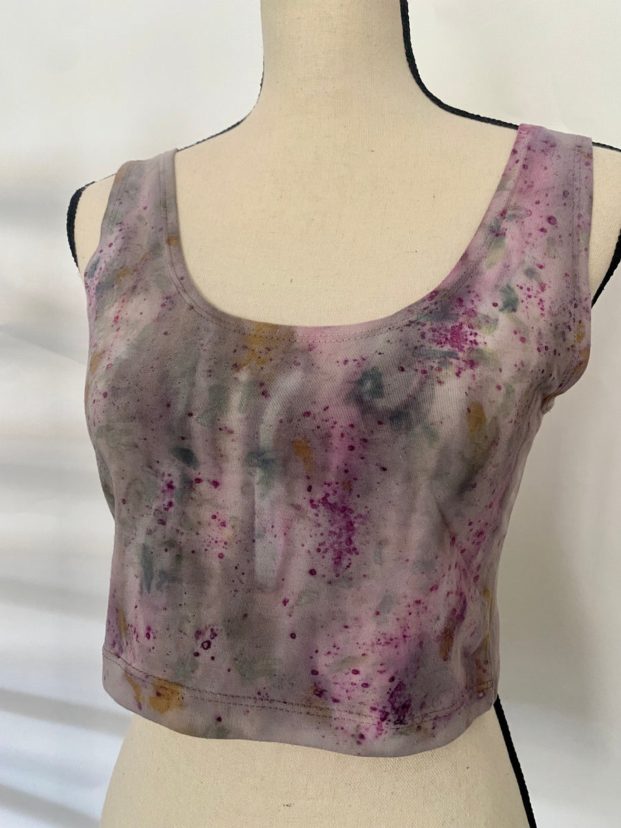 Avocado, Bugs and Flower Dyed Crop Top (Large)