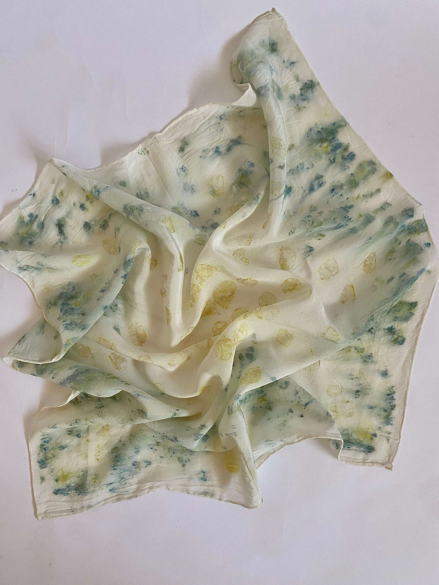 Eco Printed Crepe De Chine Silk Scarf