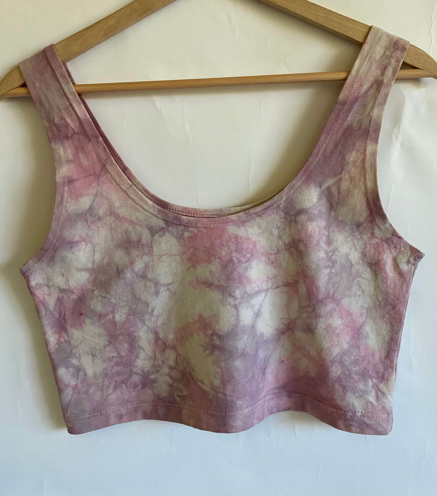 Cochineal and Logwood Tie Dyed Crop Top (Size Large)