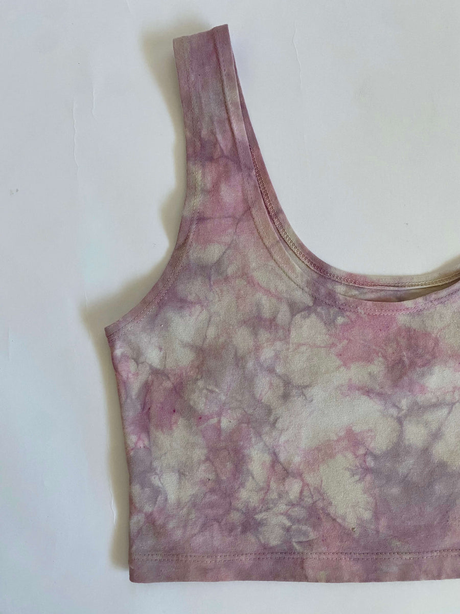 Cochineal and Logwood Tie Dyed Crop Top (Size Large)