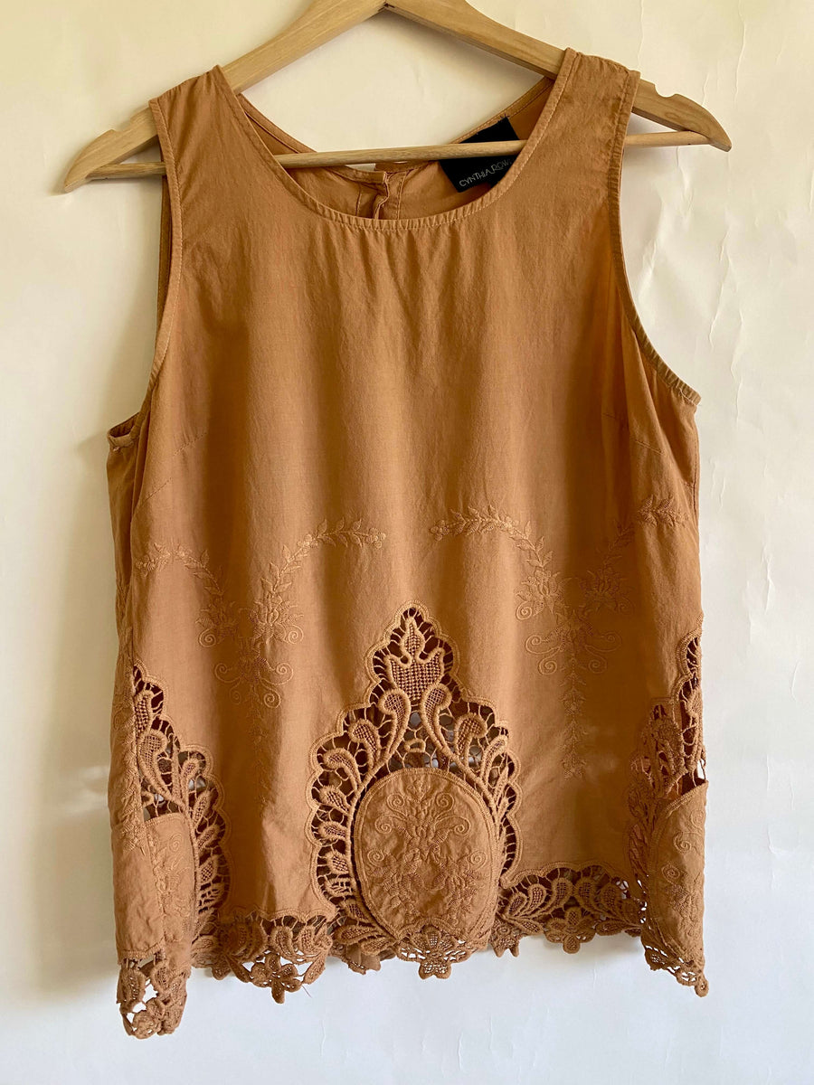 Cutch Dyed Lace Top (Size Small)