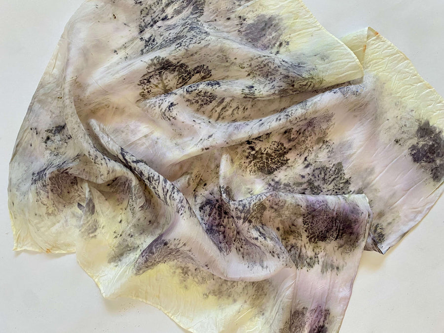 Abstract Eco Printed Silk Scarf