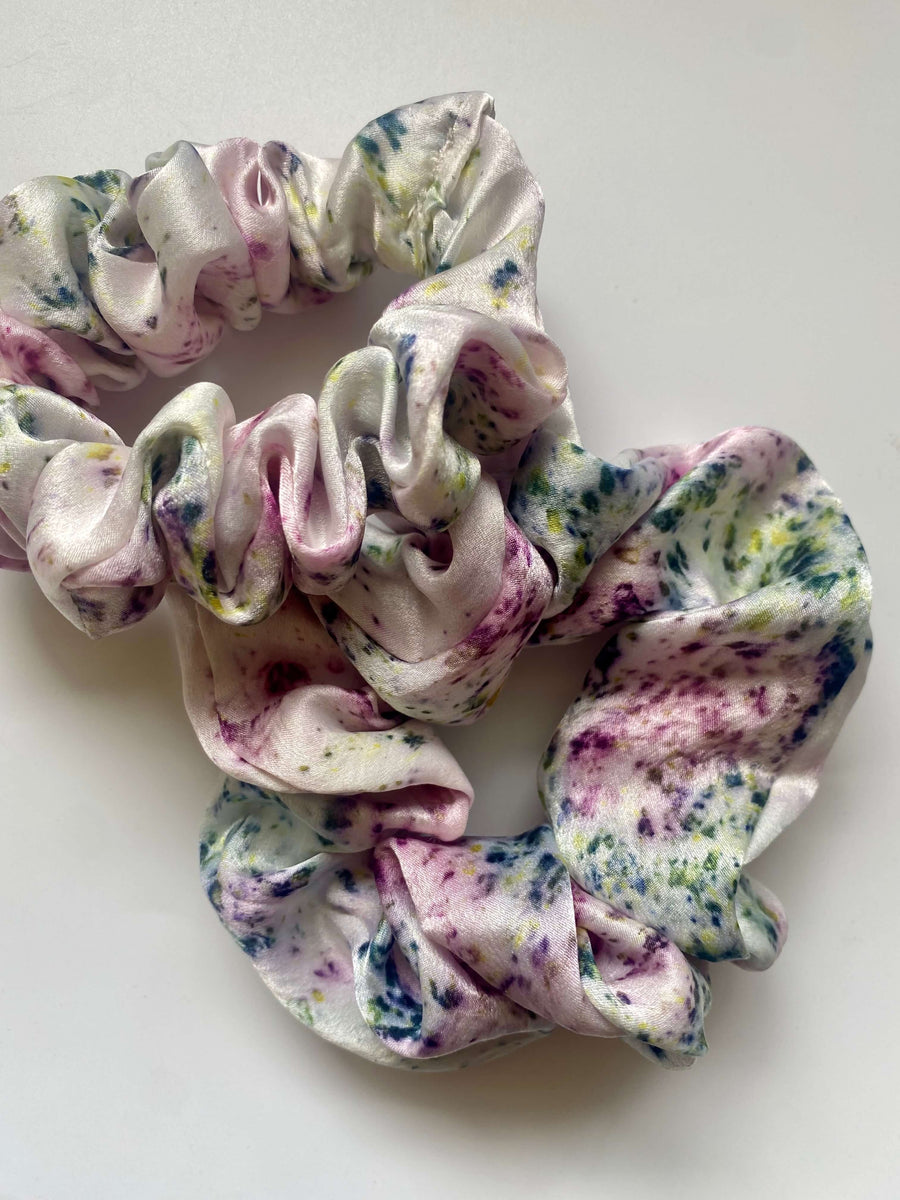 Black Scabiosa + Citric Acid Dyed Silk Scrunchie