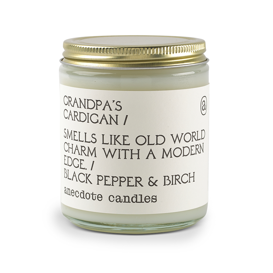 Grandpa’s Cardigan (Black Pepper & Birch) Glass Jar Candle
