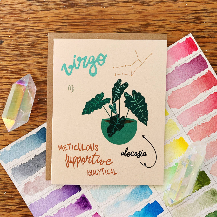 Virgo Zodiac Houseplant Greeting Card